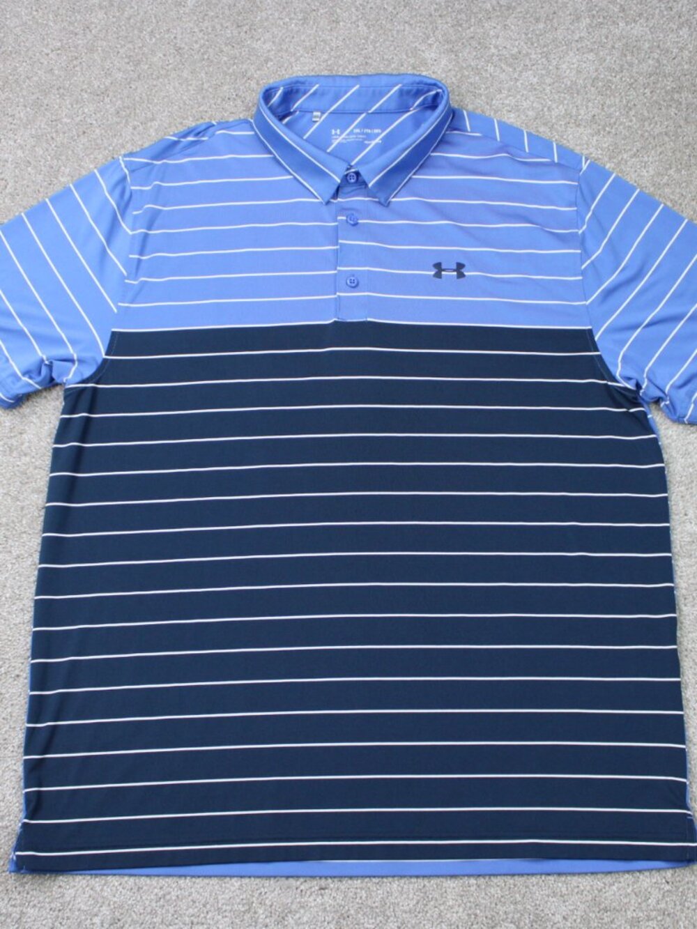 Under Armour Polo Shirt Men 2XL XXL Blue Heatgear Loose Fit Stretch Short Sleeve